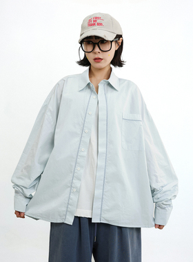 TRIFFER26ss春季衬衫切割式拼接提花水洗棉男女款