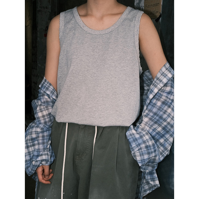 TRIFFER背心微阔双纱32支260g棉感亲肤复古磨破男女款