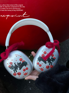 Auupoint原创适用于苹果Airpodsmax2代保护套苹果头戴式耳机二代保护壳透明软壳红色樱桃小猫卡通搭配可爱