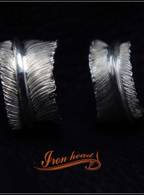 ironhead高端纯银羽毛戒指