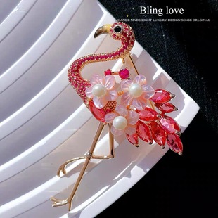 新品丹顶鹤胸针镶嵌锆石红色胸花气质胸针送礼韩版情人节礼物