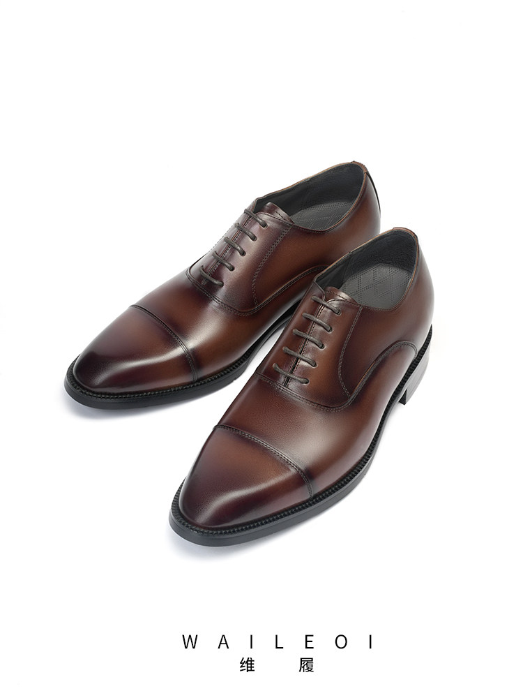 HEIGHTENED OXFORD THREE-JOINT LEATHER SHOES MENS 6CM INNER HEIGHT MENS LEATHER SHOES GENUINE LEATHER BRITISH BUSINESS WEAR WEDDING MENS SHOES