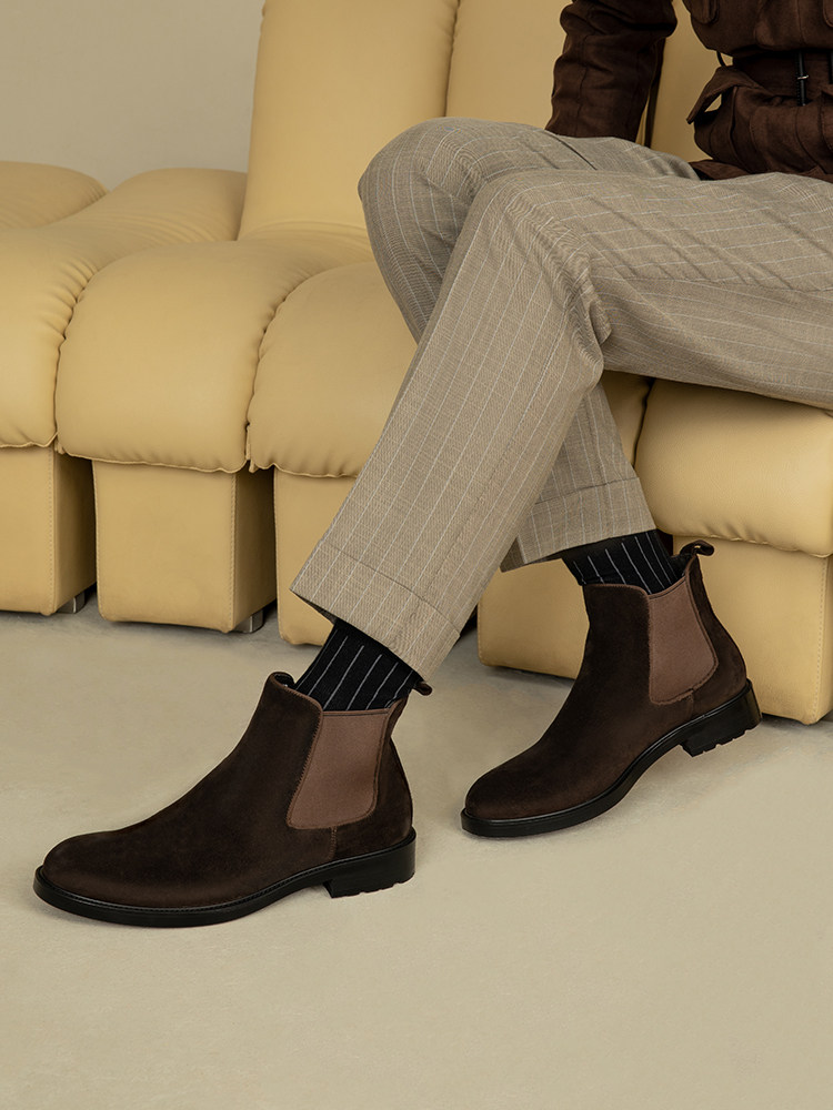 VITA BRITISH LEATHER MARTIN BOOTS MENS SUEDE HIGH-TOP LEATHER SHOES MENS SLIP OVER SUEDE BOOTIE CHELSEA MENS BOOTS