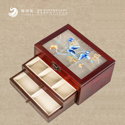 雅绣集高档首饰盒手工刺绣