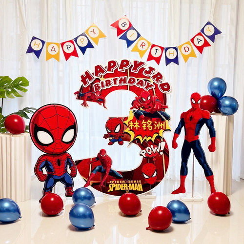 5五岁宝宝蜘蛛侠生日布置场景装饰男孩女孩童拍照道具背景墙kt板