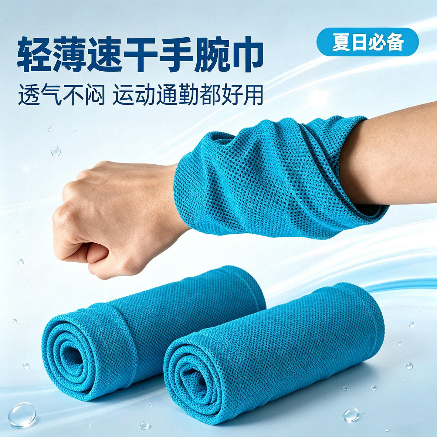 冷感速干手腕巾男女夏季运动健身跑步轻薄吸汗巾擦汗巾冰丝冷汗巾