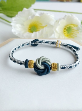 渐变红色八股情侣闺蜜女生朋友手绳礼物可穿饰品黄金吊坠桃花手链