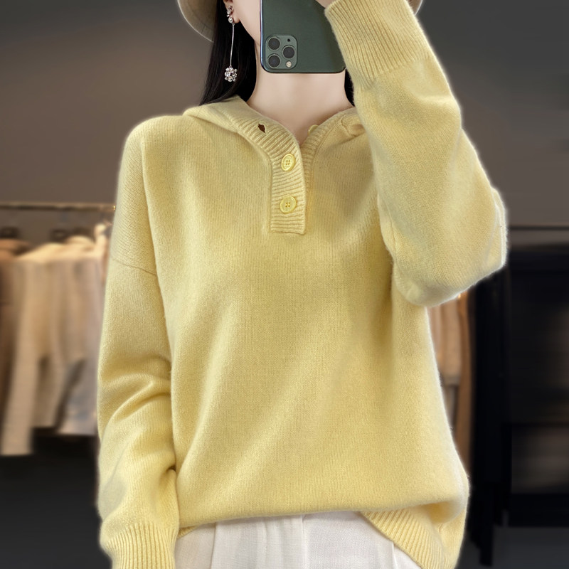 蒂安娜女士美利奴羊毛连帽针织打底衫宽松套头休闲加厚卫衣毛衣,女装/女士精品,毛针织衫,淘宝优惠券,粉丝福利购,淘宝优惠卷