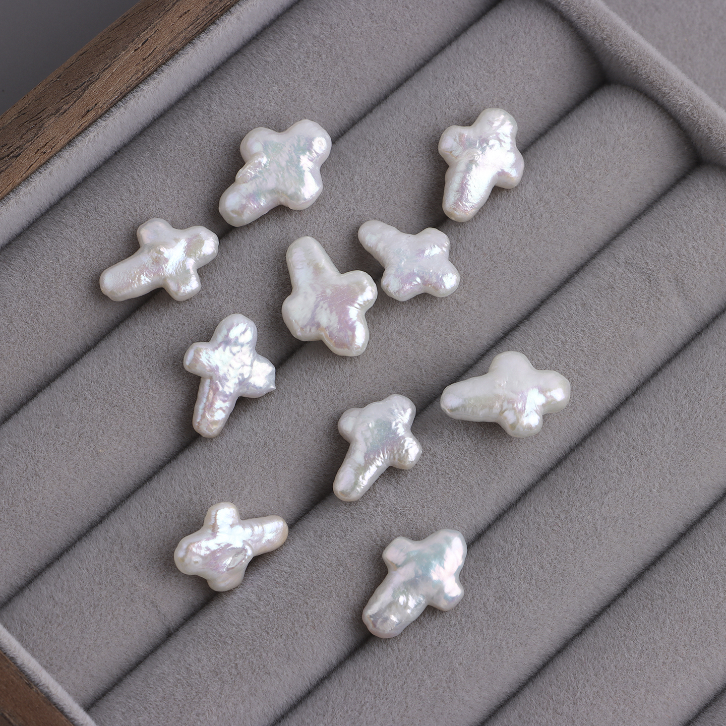 极光炫彩无孔巴洛克十字架 天然淡水珍珠异形散珠diy饰品材料配件