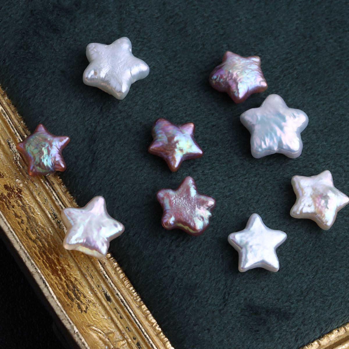 强光10-12mm五角星珍珠 天然淡水巴洛克星星无孔颗粒散珠 diy材料