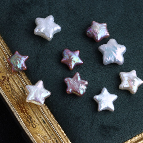强光10-12mm五角星珍珠 天然淡水巴洛克星星无孔颗粒散珠 diy材料