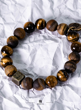 HALFHAND原创黄铁矿虎眼石手链 日系杂志风格粗犷男生学生礼物