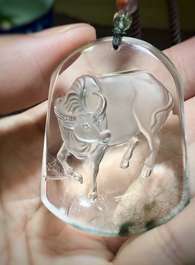 特色发晶幽灵水晶吊坠【福牛】