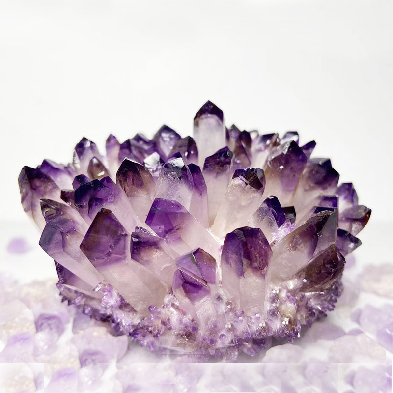 天然紫水晶簇原石摆件消磁石家居摆件奇石招财新家装修摆件供佛