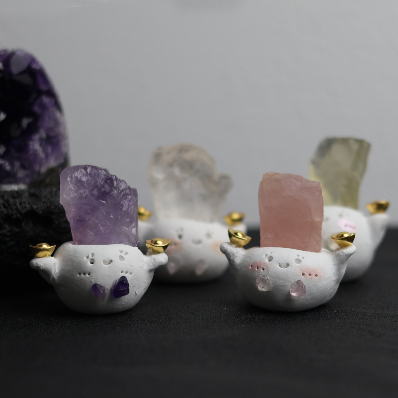 天然水晶原石装饰摆件招财小豆丁手工制作桌面搭子闺蜜礼物办公室
