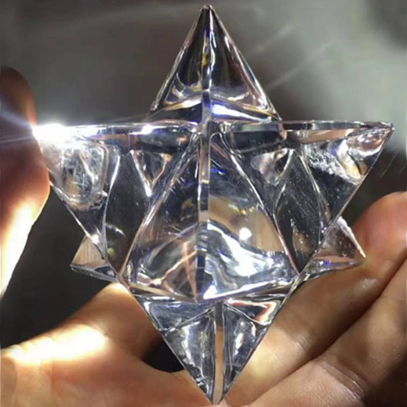 天然白水晶梅尔卡巴六芒星