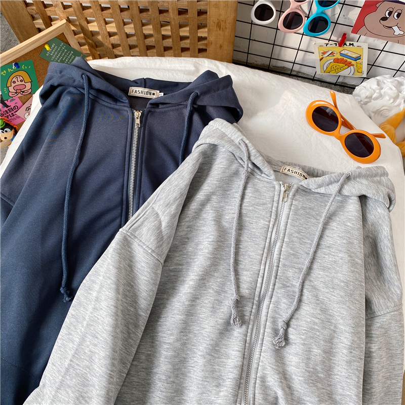 2021 spring casual hooded loose jacket cardigan