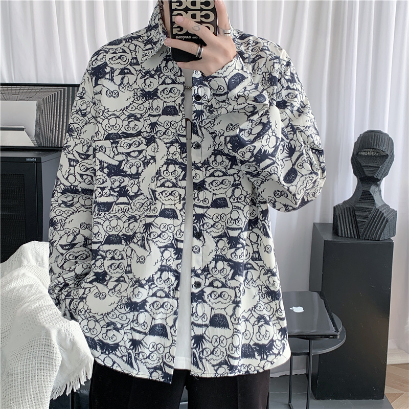 Spring cartoon printed long sleeve shirt coat