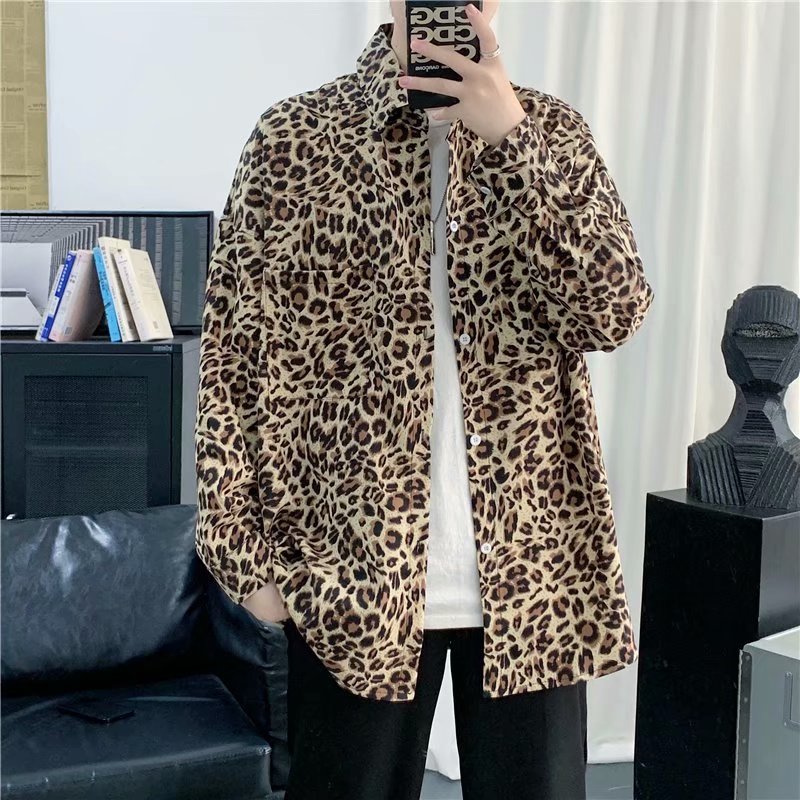 Spring loose shirt jacket leopard print casual