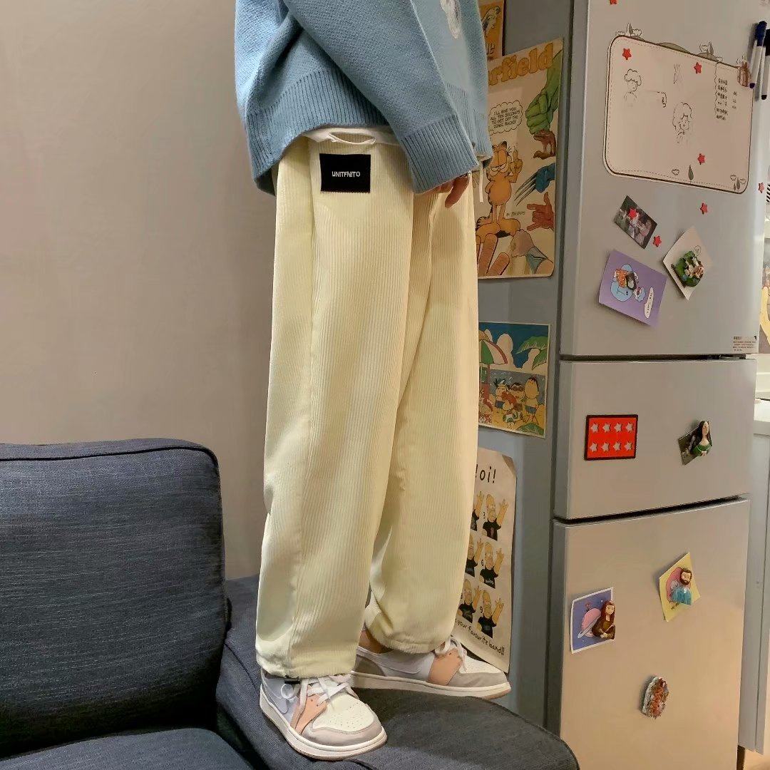 Spring corduroy embroidered trousers