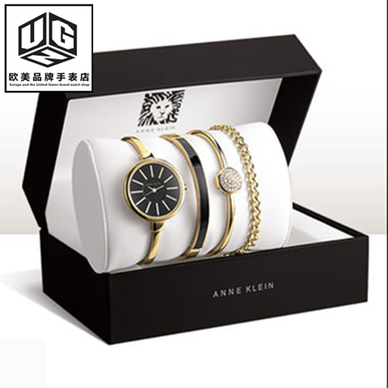 Anne Klein 四件套手镯手链女防水手表时尚简约AK女生石英表