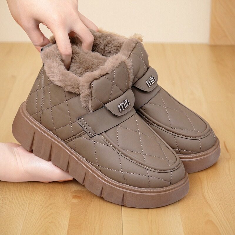2025冬季新款一脚蹬棉靴防水老北京厚底女款保暖鞋,女鞋,时尚雪地靴,淘宝优惠券,粉丝福利购,淘宝优惠卷