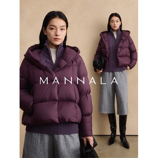 MANNALA 温暖实用主义宽松白鹅绒轻雪连帽羽绒服Q6384 小鹅包