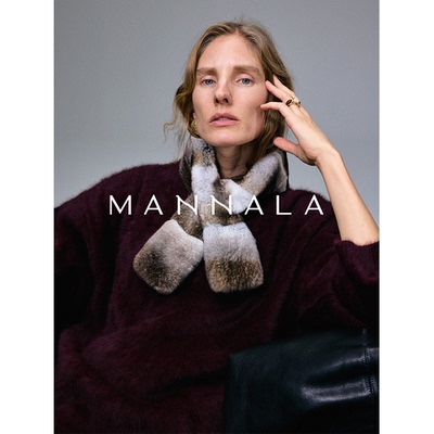 MANNALA丨“多金围脖”稀有贵气手工编织獭兔毛围巾 Q0211