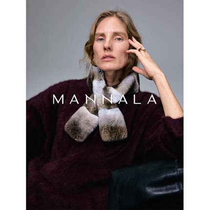 MANNALA丨“多金围脖”稀有贵气手工编织獭兔毛围巾 Q0211