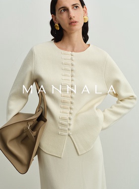 MANNALA丨“素白”温柔大姐姐羊绒羊毛盘扣高克重毛衣 Q4147