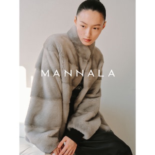 水貂皮草外套Q6212 典藏无染色天然蓝宝石短款 MANNALA 蓝宝石