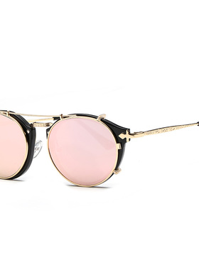 b1813新款时尚复古两用套镜平光镜男女两用太阳镜D家街拍情侣墨镜