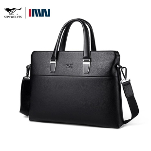七匹狼公文包男商务男士 简约手提包真皮单肩斜挎包青年皮包电脑包