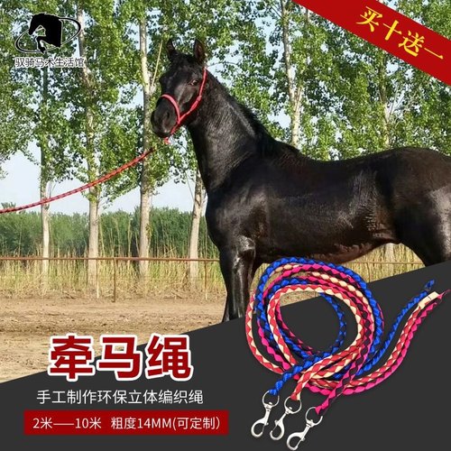铭睿閣马具纯手工笼头牵引绳编织结实耐拉马术栓拉缰绳尼龙牵马绳