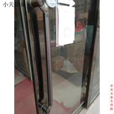 黑色无框玻璃门拉手明装 肯德基有框大门把手木门铝合金拉手.