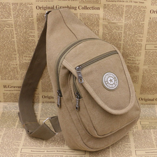 简单实用便携男式 结实耐磨帆布单肩斜挎胸包户外休闲运动骑行干活