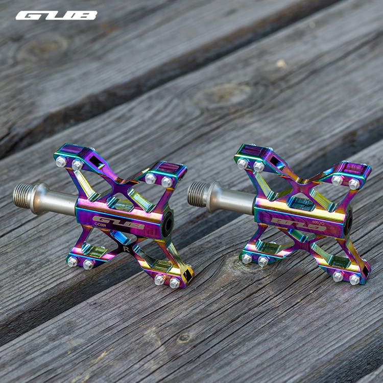 GUB GC009电镀炫彩自行车脚踏板铝合金山地公路车3培林脚蹬子轴承