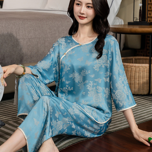 睡衣女套装 达芬奇密码 国风家居服长袖 2025年春夏秋新款 气质新中式