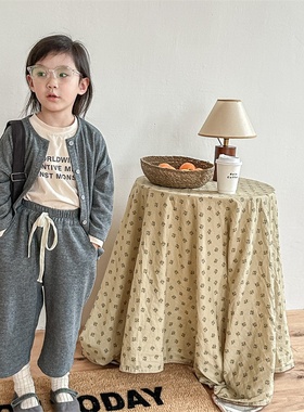 2026春韩国童装春装新款 儿童韩版套装女童开衫外套+9分裤 123062