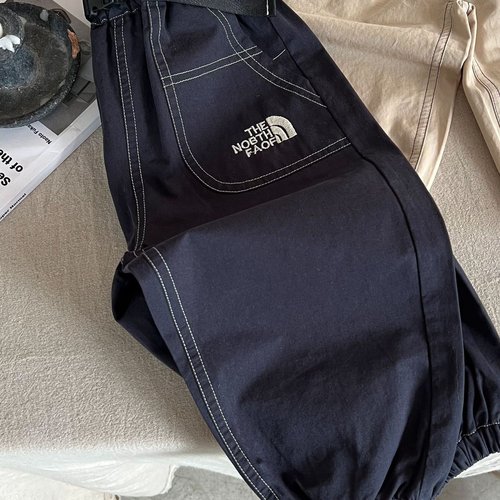 儿童长裤2026眯眯眼春季新品男女童绣花字母工装裤宝宝腰带束脚裤