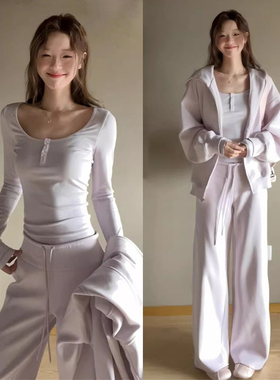 盐系休闲运动服套装女春秋时尚宽松显瘦韩版学生卫衣减龄两件套潮