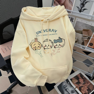 小八连帽卫衣女童冬季新款洋气卡通中大童加绒加厚保暖亲子装上衣