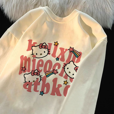 KT猫卡通纯棉长袖T恤女春春秋季