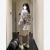 蜡笔小新260g重磅纯棉长袖 T圆领上衣服 宽松大码 t恤女男秋季 冬新款