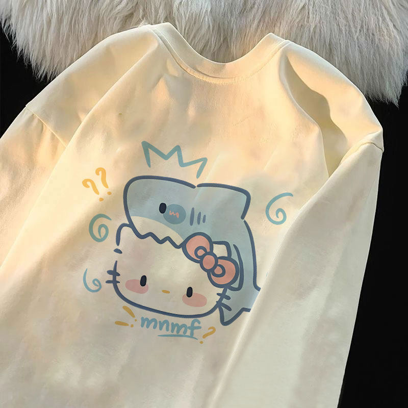 hellokitty纯棉长袖T恤女童亲子装春秋季新款中大童打底衫t上衣服