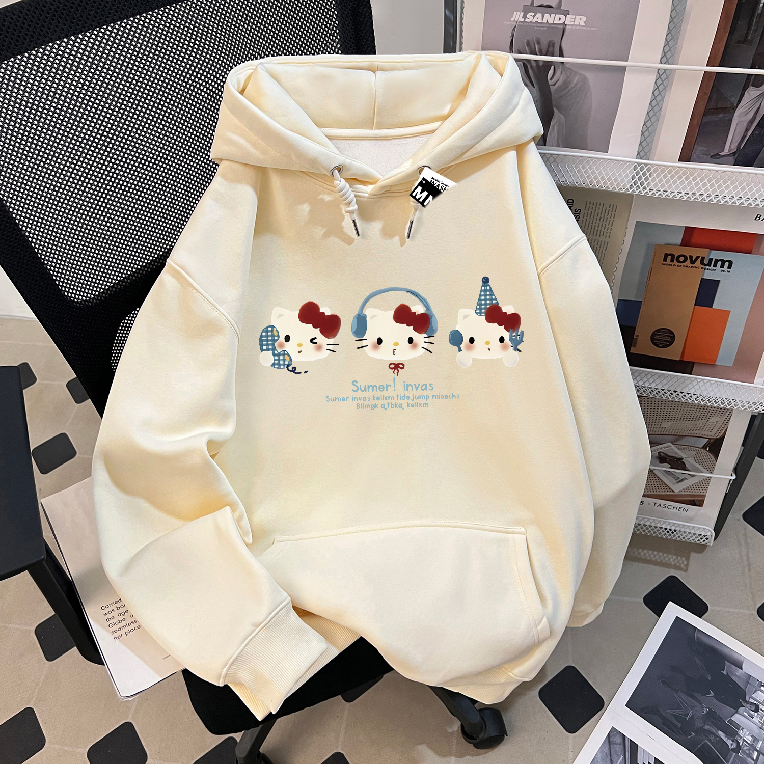 可爱kt猫纯棉连帽卫衣秋冬