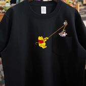 口袋小熊260g重磅纯棉短袖 上衣 新款 t恤女男宽松大码 潮牌卡通T夏季