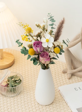 尤加利勿忘我玫瑰干花花束ins家居装饰摆件雏菊棉花网红摄影道具