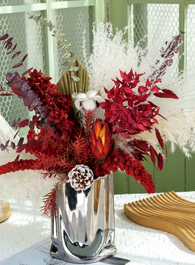 永生玫瑰黄金球尤加利干花花束家居装饰摆件ins网红摄影拍摄道具