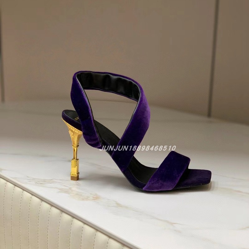 欧美外贸巴尔走秀款性感细高跟凉鞋女外穿气质名媛御姐斩男大码